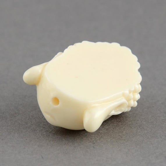 Lot De 10 Perles De Création Bouddha En Résine - Corail Synthétique, Dimensions 15x10 Mm, Couleur Beige