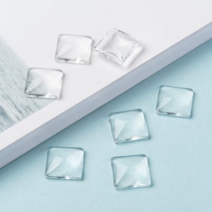 5 cabochons en verre carré transparents dimension 15x15 mm