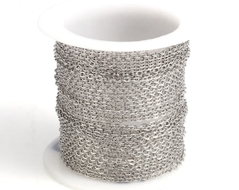 1 metro de cadena de eslabones de acero inoxidable de 1,7 x 1,3 mm