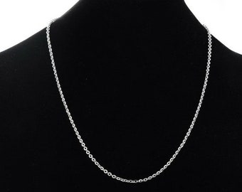 Collier Chaîne Maille Forçat en Acier Inoxydable Argent Mat 50 cm long