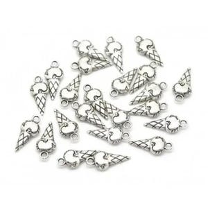 Set mit 5 silbernen Eistüten-Anhängern, 18 mm, aus tibetischem Silber