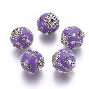 2 superb Indonesian beads in antique silver alloy 20 mm