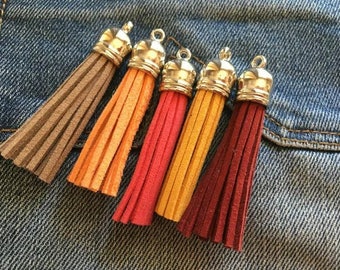 5 tassels / tassels in assorted suede