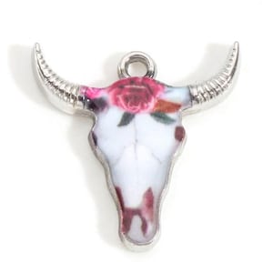 2 boho buffalo charms 22x21 mm enameled zinc alloy enameled