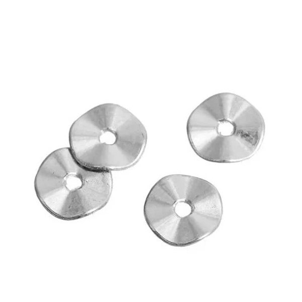 Lot de 20 perles chips en alliage de zinc argenté 10x9 mm