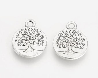 lot de 5 breloques arbre de vie 15 mm en argent tibétain