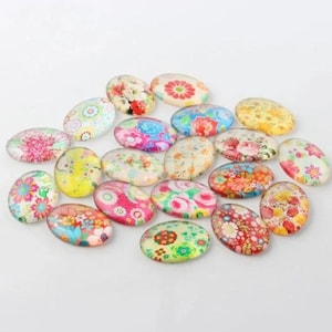 lot de 10 cabochons 25x18 mm  fleur