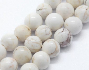 24 natural magnesite beads 8 mm