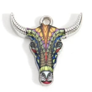 2 boho buffalo charms 22x21 mm enameled zinc alloy enameled