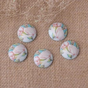 5 cabochons dôme en résine 20 mm effet peinture fleurs