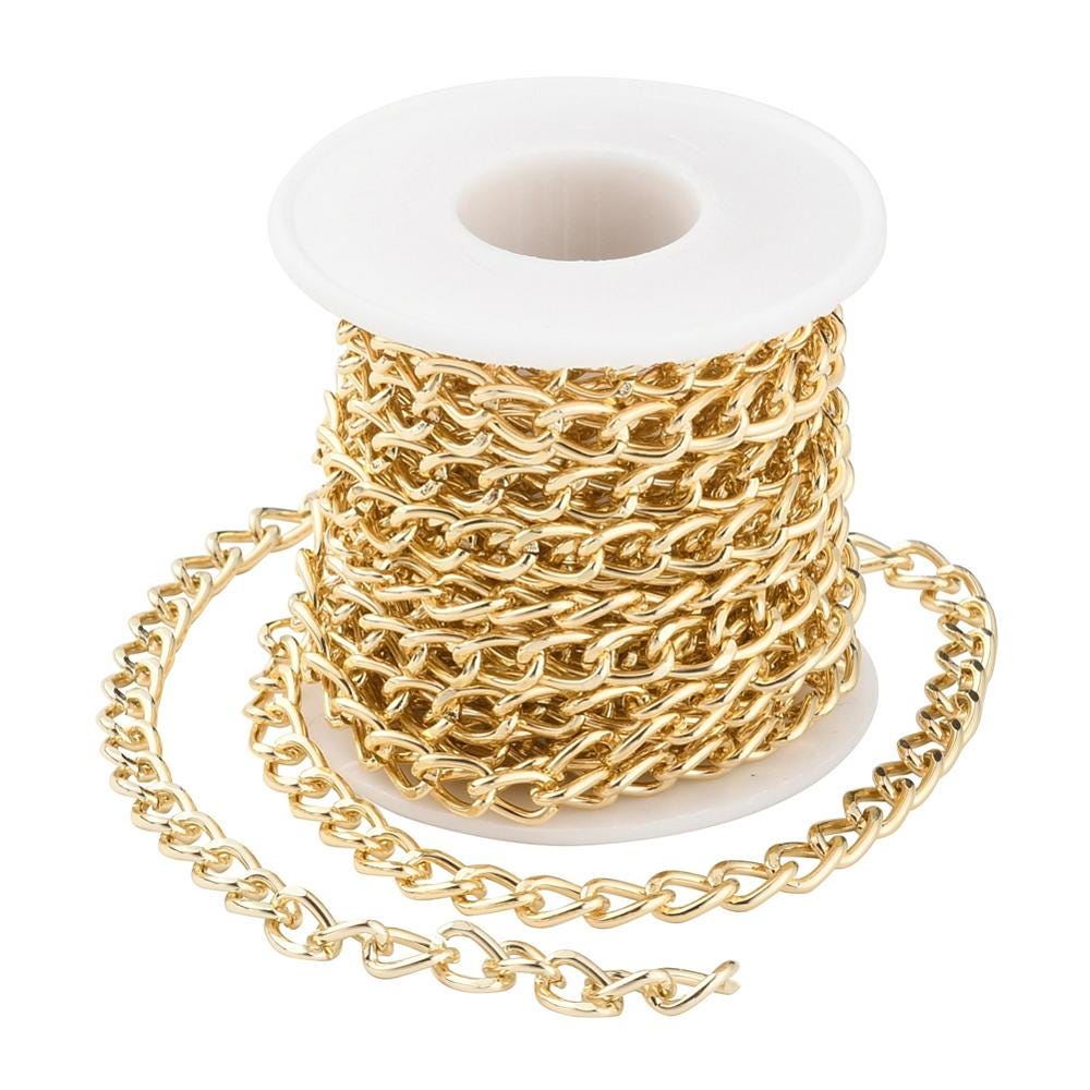 Chaîne Gros Maillon En Aluminium Doré - 1 Mètre, Pour Création Bijou Ou Déco, Neuf