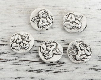 lot de 5 perles en argent tibétain 15 mm anges