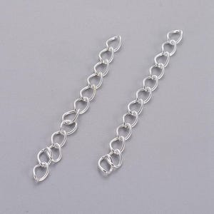 100 Matte silver metal extension chains length 5 cm
