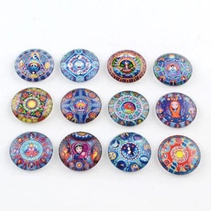 lot de 10 cabochons 12 mm  mandala ethniques