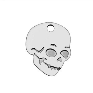 set of 5 stainless steel skull charms 12x10 mm