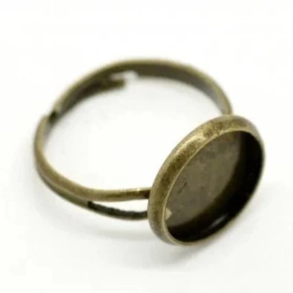 set of 2 bronze cabochon support rings 12 mm