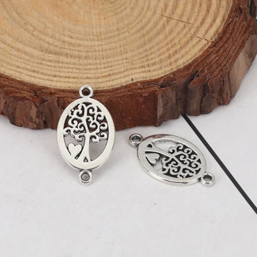 Lot De 4 Pendentifs Breloques 'Fleur De Vie' En Argenté - 25x20 Mm - Pour Bijoux