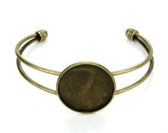 lot de 5 bracelets bronze pour support cabochon 25 mm