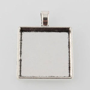 set of 3 Pendants Support for square cabochon 25x25 mm