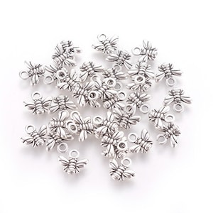 set of 8 bee charms 10x11 mm antique Tibetan silver