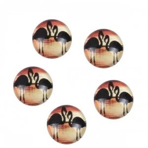 lot de 10 cabochons 12 mm flamingo