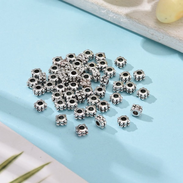 lot of 25 beads 5x3 mm in Tibetan silver