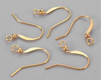 24 supports NICKEL FREE earring hook in gold-plated brass 15 mm