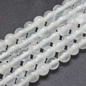 Lot De 30 Perles De Sélénite 6 Mm - Pierre Gemme Naturelle, Idéale Pour La Création De Bijoux