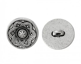 set of 5 sewing buttons 15 mm Tibetan silver