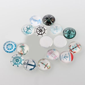 lot de 10 cabochons 16 mm " marin "