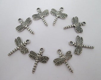 set of 5 Dragonfly Charm Pendants 19x16 mm