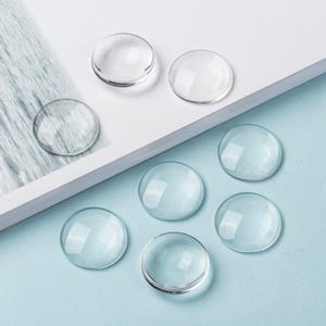 10 cabochons en verre ronds transparents dimension 14 mm