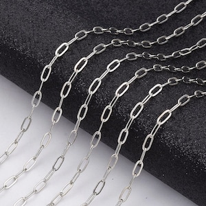 Chain Mesh paper clip brass silver 7.6x2.6 mm sold by the meter