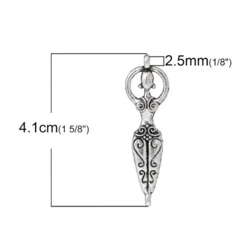 set of 2 Fertility Goddess Connector Charms Pendants 41x13 mm image 3