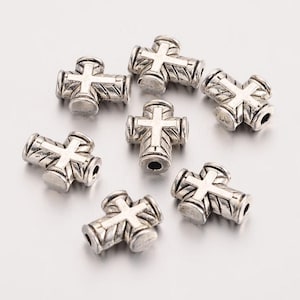 lot of 10 Tibetan silver beads 10x8x3 mm cross