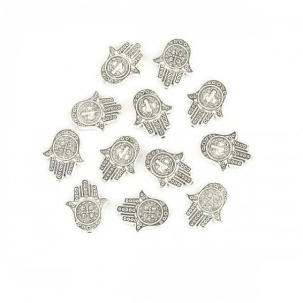 lot de 5 superbes perles main de fatma argent tibétain 15x13 mm