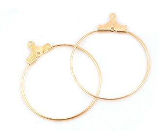 10 findings connector earring hoop rings gold plated 35x31 mm