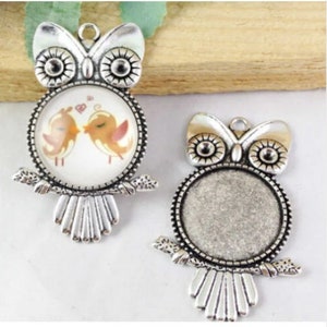 set of 5 Owl Cabochon Supports to customize for 20 mm cabochons