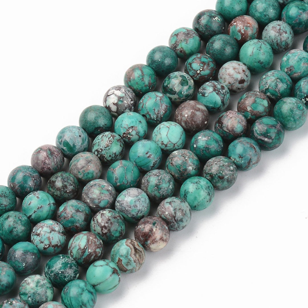 Lot De 30 Perles Turquoise Naturelles Mat – 6 Mm, Pour Création Bijoux (ref 1431)