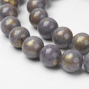 lot of 24 8 mm mashan jade beads dyed with gold powder