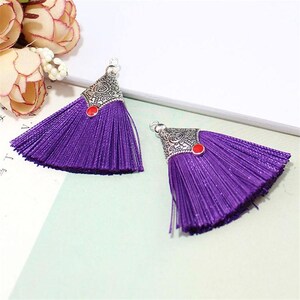 2 Tibetan silver alloy tassel pendants 5 cm