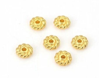 lot de 25 perles entretoises 6 mm en argent tibétain doré