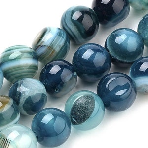 20 natural agate beads 10 mm