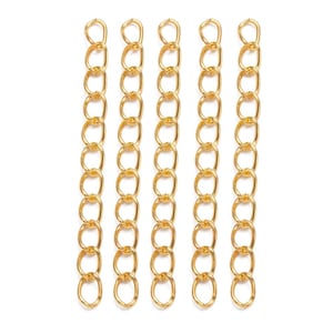 20 Gold extension chains length 5 cm width 3.5 mm 14 k gold plated