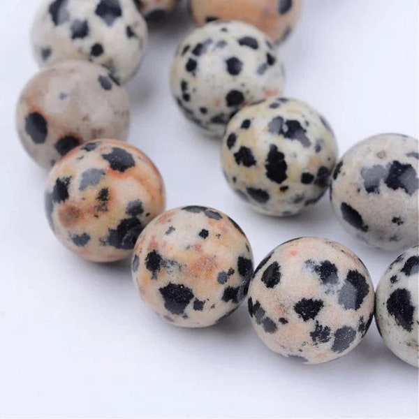 lot de 23 perles 8 mm jaspe dalmatien naturel