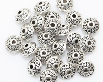 lot de 25 perles intercalaires en argent tibétain 6,5 mm