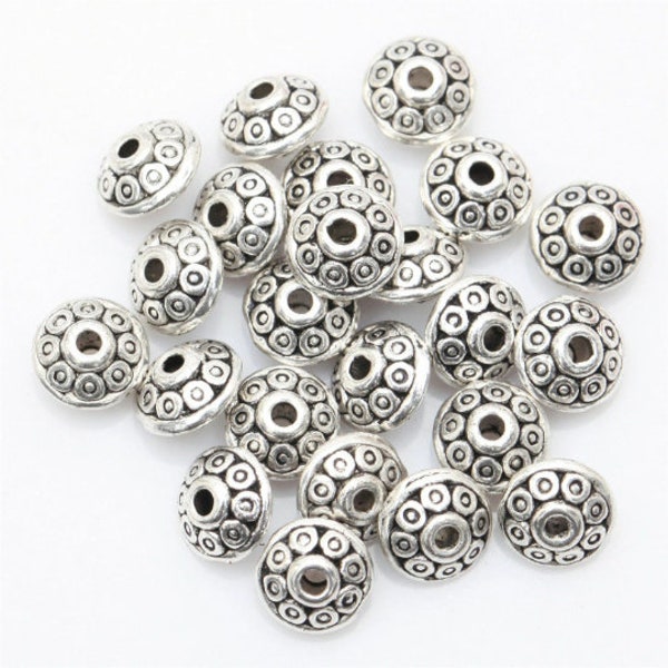 lot de 25 perles intercalaires en argent tibétain 6,5 mm