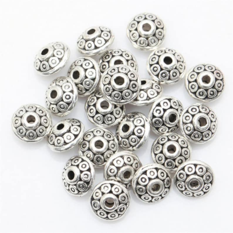 lot de 25 perles intercalaires en argent tibétain 6,5 mm image 1