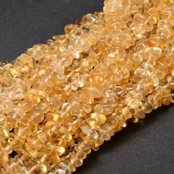 100 perles chips citrine gemme naturel