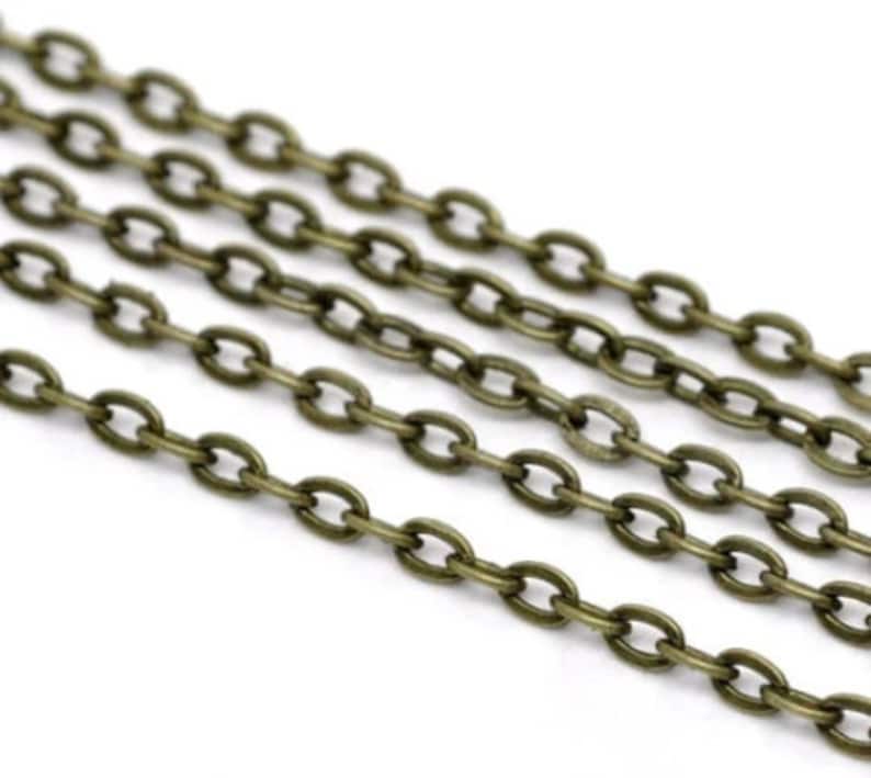 Bronze brass chain 2x1.5 mm convict mesh sold by the meter image 2